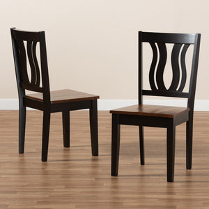 Baxton Studio Fenton Modern And Contemporary Transitional Two-Tone Dark Brown And Walnut Brown Finished Wood 2-Piece Dining Chair Set