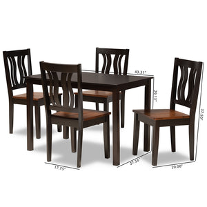 Baxton Studio Zamira Modern And Contemporary Transitional Two-Tone Dark Brown And Walnut Brown Finished Wood 5-Piece Dining Set