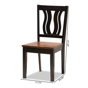 Baxton Studio Fenton Modern And Contemporary Transitional Two-Tone Dark Brown And Walnut Brown Finished Wood 2-Piece Dining Chair Set