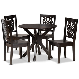 Baxton Studio Liese Modern And Contemporary Transitional Dark Brown Finished Wood 5-Piece Dining Set