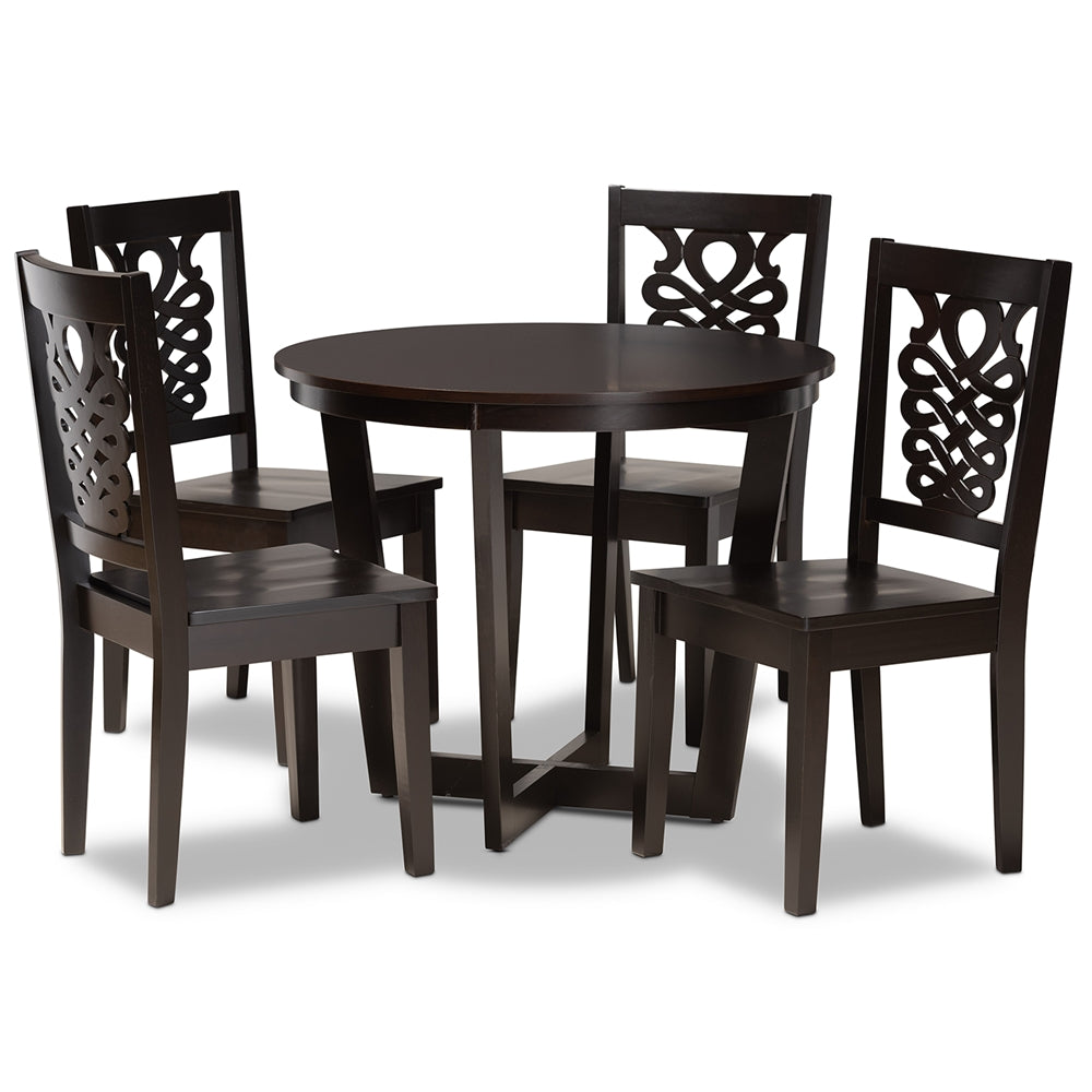 Baxton Studio Salida Modern And Contemporary Transitional Dark Brown Finished Wood 5-Piece Dining Set