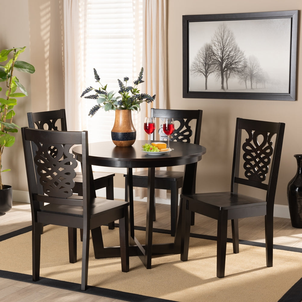 Baxton Studio Salida Modern And Contemporary Transitional Dark Brown Finished Wood 5-Piece Dining Set