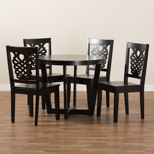 Baxton Studio Salida Modern And Contemporary Transitional Dark Brown Finished Wood 5-Piece Dining Set