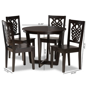 Baxton Studio Salida Modern And Contemporary Transitional Dark Brown Finished Wood 5-Piece Dining Set