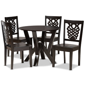 Baxton Studio Valda Modern And Contemporary Transitional Dark Brown Finished Wood 5-Piece Dining Set