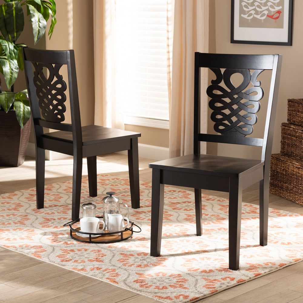 Baxton Studio Gervais Modern And Contemporary Transitional Dark Brown Finished Wood 2-Piece Dining Chair Set