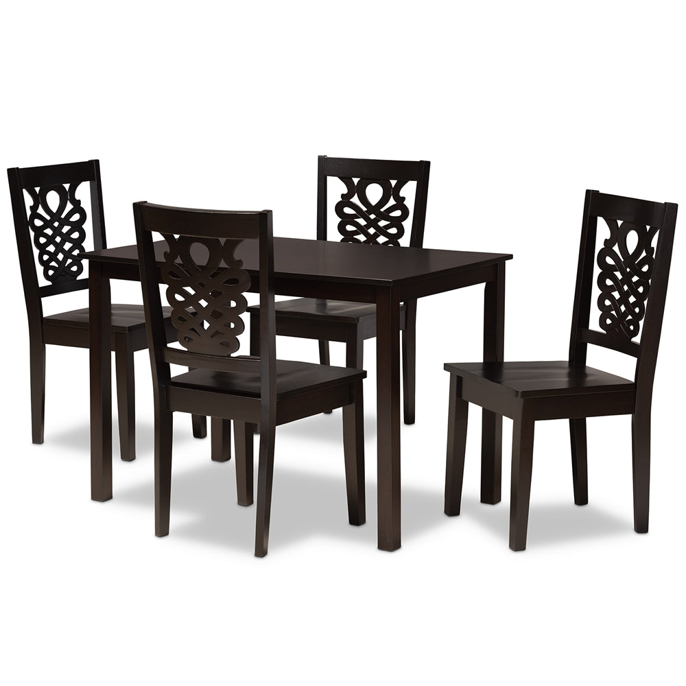 Baxton Studio Luisa Modern And Contemporary Transitional Dark Brown Finished Wood 5-Piece Dining Set