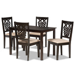 Load image into Gallery viewer, Baxton Studio Gervais Modern And Contemporary Sand Fabric Upholstered And Dark Brown Finished Wood 5-Piece Dining Set
