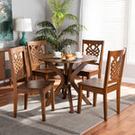 Load image into Gallery viewer, Baxton Studio Liese Modern And Contemporary Transitional Walnut Brown Finished Wood 5-Piece Dining Set
