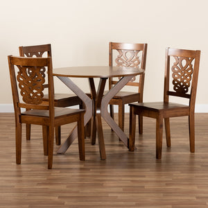 Baxton Studio Liese Modern And Contemporary Transitional Walnut Brown Finished Wood 5-Piece Dining Set