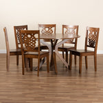 Load image into Gallery viewer, Baxton Studio Liese Modern And Contemporary Transitional Walnut Brown Finished Wood 7-Piece Dining Set
