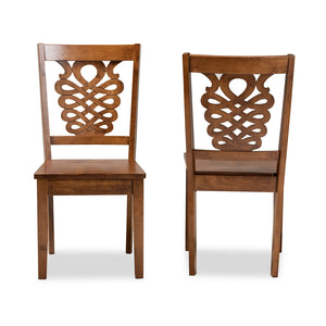 Baxton Studio Gervais Modern And Contemporary Transitional Walnut Brown Finished Wood 2-Piece Dining Chair Set