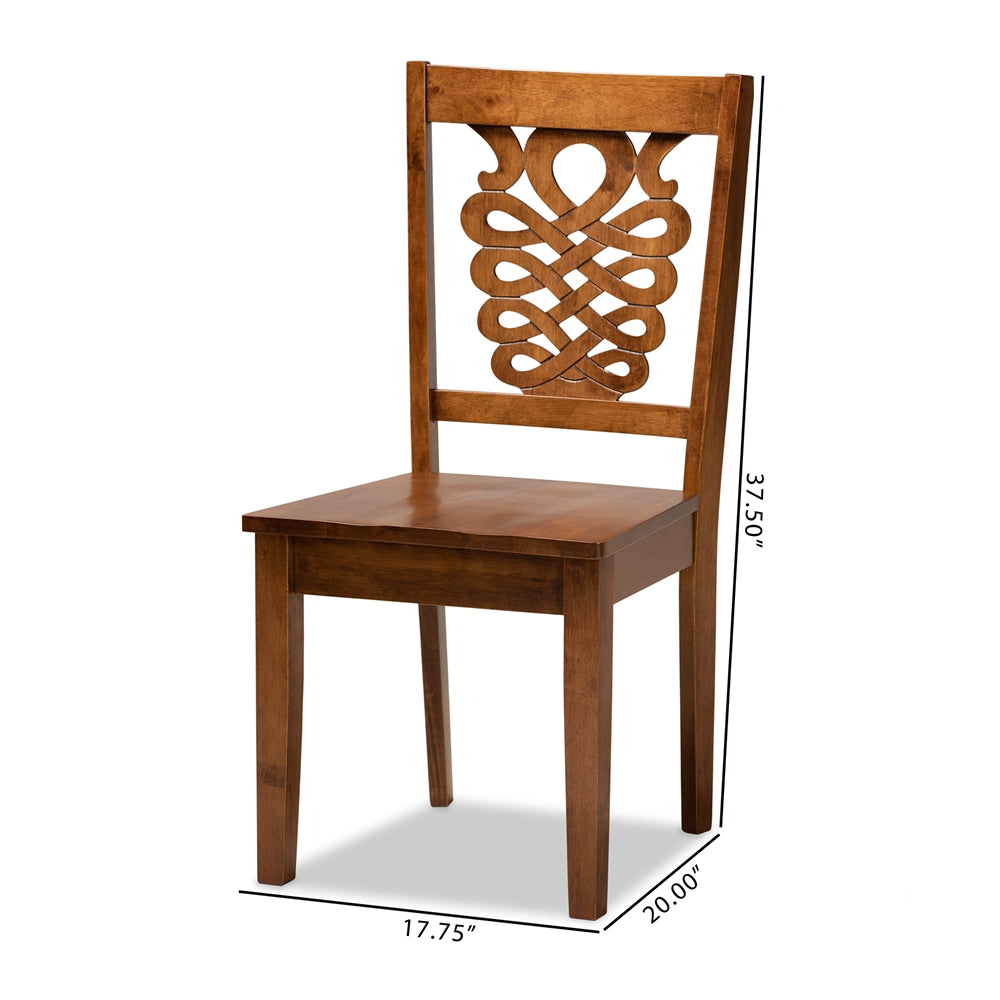 Baxton Studio Gervais Modern And Contemporary Transitional Walnut Brown Finished Wood 2-Piece Dining Chair Set