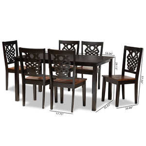 Baxton Studio Luisa Modern And Contemporary Two-Tone Dark Brown And Walnut Brown Finished Wood 7-Piece Dining Set