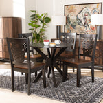 Load image into Gallery viewer, Baxton Studio Liese Modern And Contemporary Transitional Two-Tone Dark Brown And Walnut Brown Finished Wood 5-Piece Dining Set
