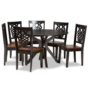 Baxton Studio Liese Modern And Contemporary Transitional Two-Tone Dark Brown And Walnut Brown Finished Wood 7-Piece Dining Set