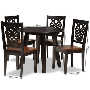 Baxton Studio Mina Modern And Contemporary Transitional Two-Tone Dark Brown And Walnut Brown Finished Wood 5-Piece Dining Set