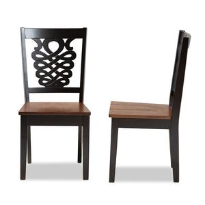 Baxton Studio Gervais Modern And Contemporary Transitional Two-Tone Dark Brown And Walnut Brown Finished Wood 2-Piece Dining Chair Set