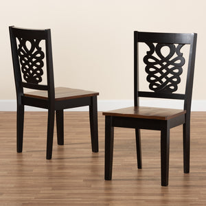 Baxton Studio Gervais Modern And Contemporary Transitional Two-Tone Dark Brown And Walnut Brown Finished Wood 2-Piece Dining Chair Set