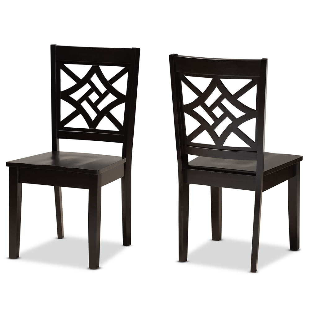 Baxton Studio Nicolette Modern And Contemporary Dark Brown Finished Wood 2-Piece Dining Chair Set