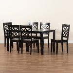 Load image into Gallery viewer, BAXTON STUDIO NICOLETTE MODERN AND CONTEMPORARY DARK BROWN FINISHED WOOD 7-PIECE DINING SET
