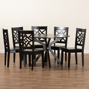 Baxton Studio Miela Modern And Contemporary Dark Brown Finished Wood 7-Piece Dining Set