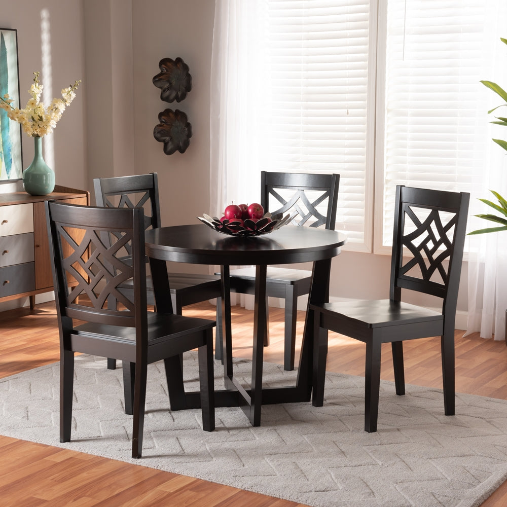 Baxton Studio Brava Modern And Contemporary Dark Brown Finished Wood 5-Piece Dining Set