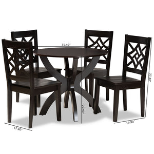 Baxton Studio Anila Modern And Contemporary Dark Brown Finished Wood 5-Piece Dining Set