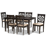 Load image into Gallery viewer, Baxton Studio Nicolette Modern And Contemporary Sand Fabric Upholstered And Dark Brown Finished Wood 7-Piece Dining Set
