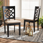 Load image into Gallery viewer, Baxton Studio Nicolette Modern And Contemporary Sand Fabric Upholstered And Dark Brown Finished Wood 2-Piece Dining Chair Set
