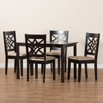 Load image into Gallery viewer, Baxton Studio Nicolette Modern And Contemporary Sand Fabric Upholstered And Dark Brown Finished Wood 5-Piece Dining Set
