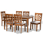 Load image into Gallery viewer, Baxton Studio Nicolette Modern And Contemporary Grey Fabric Upholstered And Walnut Brown Finished Wood 7-Piece Dining Set
