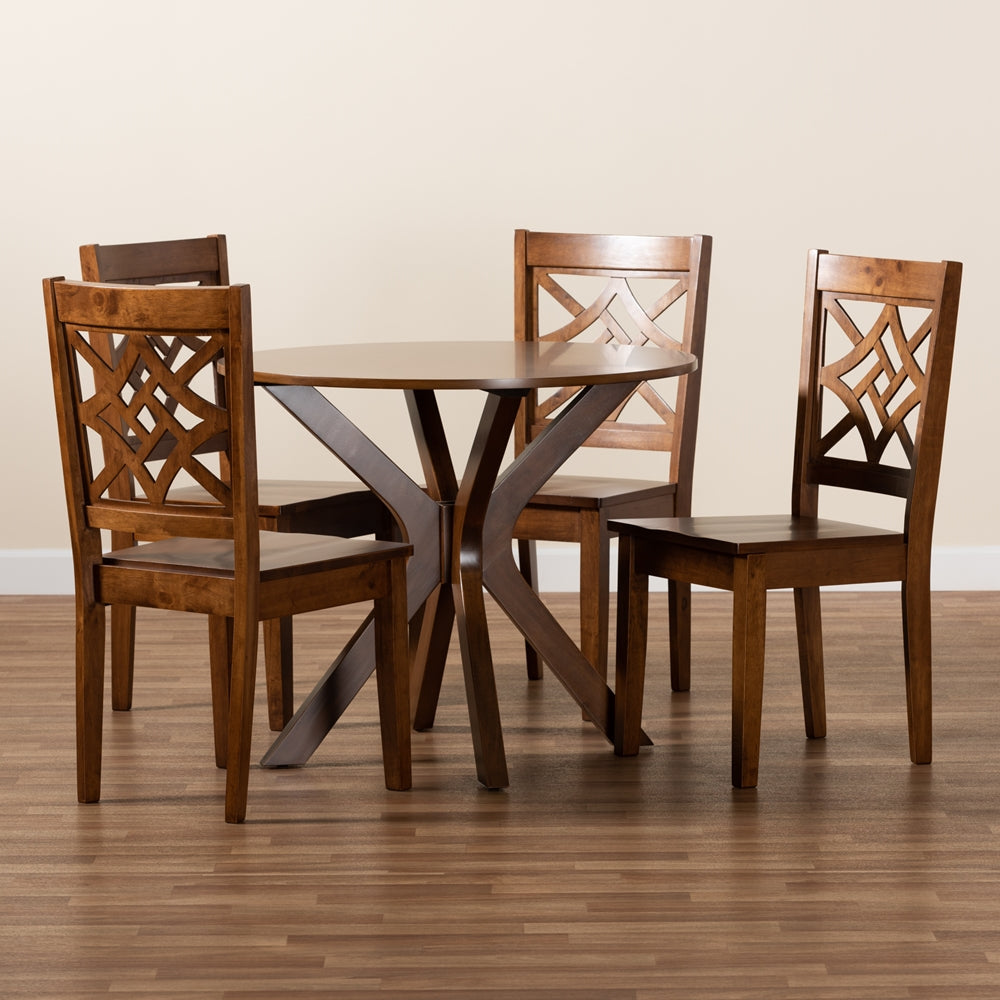 Baxton Studio Miela Modern And Contemporary Walnut Brown Finished Wood 5-Piece Dining Set