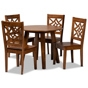 Baxton Studio Rava Modern And Contemporary Walnut Brown Finished Wood 5-Piece Dining Set