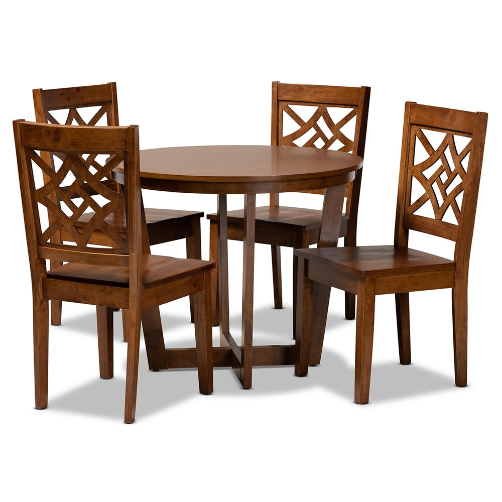 Baxton Studio Brava Modern And Contemporary Walnut Brown Finished Wood 5-Piece Dining Set