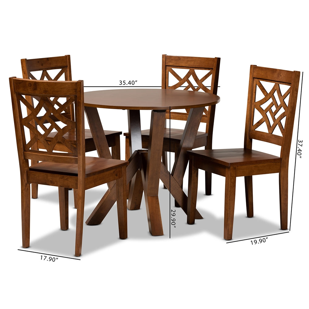 Baxton Studio Kaila Modern And Contemporary Walnut Brown Finished Wood 5-Piece Dining Set