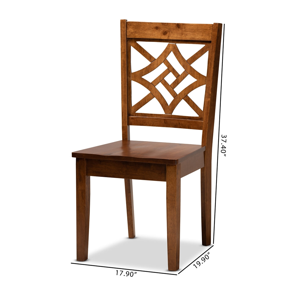 Baxton Studio Nicolette Modern And Contemporary Walnut Brown Finished Wood 2-Piece Dining Chair Set