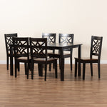 Load image into Gallery viewer, BAXTON STUDIO NICOLETTE MODERN AND CONTEMPORARY TWO-TONE DARK BROWN AND WALNUT BROWN FINISHED WOOD 7-PIECE DINING SET
