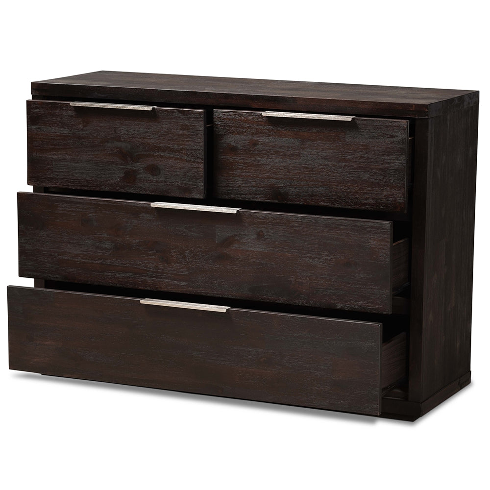 Baxton Studio Titus Modern And Contemporary Dark Brown Finished Wood 4-Drawer Dresser