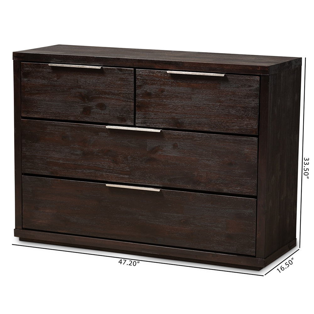 Baxton Studio Titus Modern And Contemporary Dark Brown Finished Wood 4-Drawer Dresser