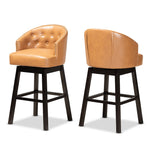 Load image into Gallery viewer, Baxton Studio Theron Modern And Contemporary Transitional Tan Faux Leather Upholstered And Dark Brown Finished Wood 2-Piece Swivel Bar Stool Set
