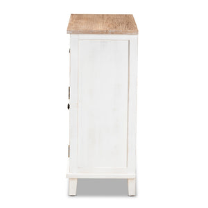 Baxton Studio Glynn Rustic Farmhouse Weathered Two-Tone White And Oak Brown Finished Wood 2-Door Storage Cabinet