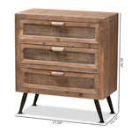 Load image into Gallery viewer, Baxton Studio Calida Mid-Century Modern Whitewashed Natural Brown Finished Wood And Rattan 3-Drawer Storage Cabinet
