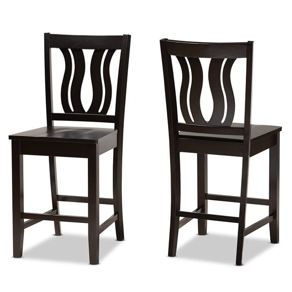 Baxton Studio Fenton Modern and Contemporary Transitional Finished Wood 2-Piece Counter Stool Set