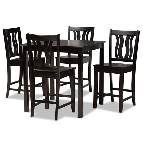 Baxton Studio Fenton Modern and Contemporary Transitional Finished Wood 5-Piece Pub Set