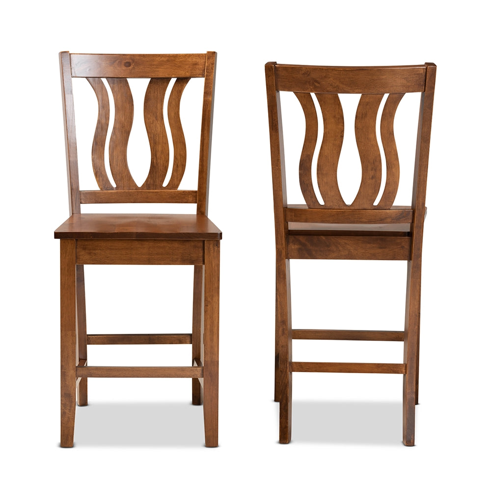 Baxton Studio Fenton Modern And Contemporary Transitional Walnut Brown Finished Wood 2-Piece Counter Stool Set