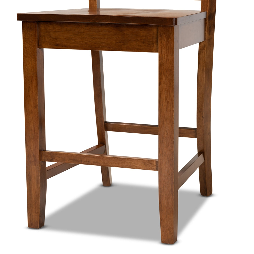 BAXTON STUDIO FENTON MODERN AND CONTEMPORARY TRANSITIONAL WALNUT BROWN FINISHED WOOD 2-PIECE COUNTER STOOL SET