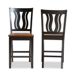 Load image into Gallery viewer, Baxton Studio Fenton Modern And Contemporary Transitional Two-Tone Dark Brown And Walnut Brown Finished Wood 2-Piece Counter Stool Set
