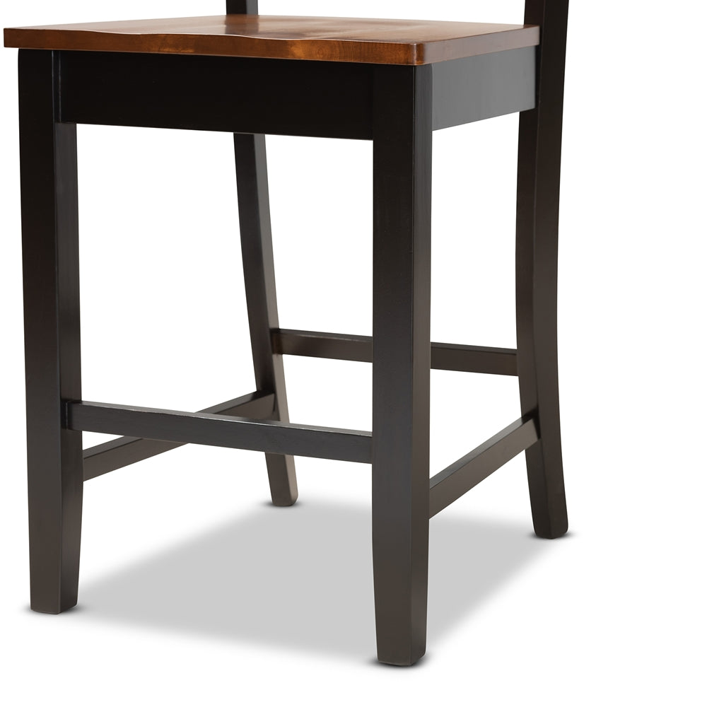 BAXTON STUDIO FENTON MODERN AND CONTEMPORARY TRANSITIONAL TWO-TONE DARK BROWN AND WALNUT BROWN FINISHED WOOD 5-PIECE PUB SET