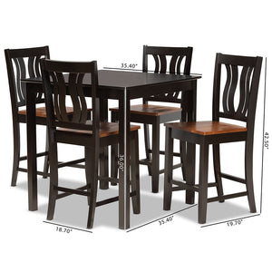 Baxton Studio Fenton Modern And Contemporary Transitional Two-Tone Dark Brown And Walnut Brown Finished Wood 5-Piece Pub Set